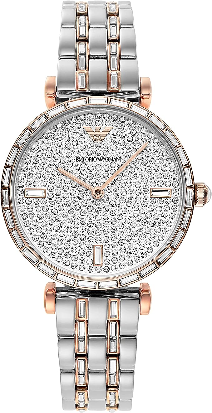 Emporio Armani Elegant Two-Tone Crystal Pave Watch AR11293