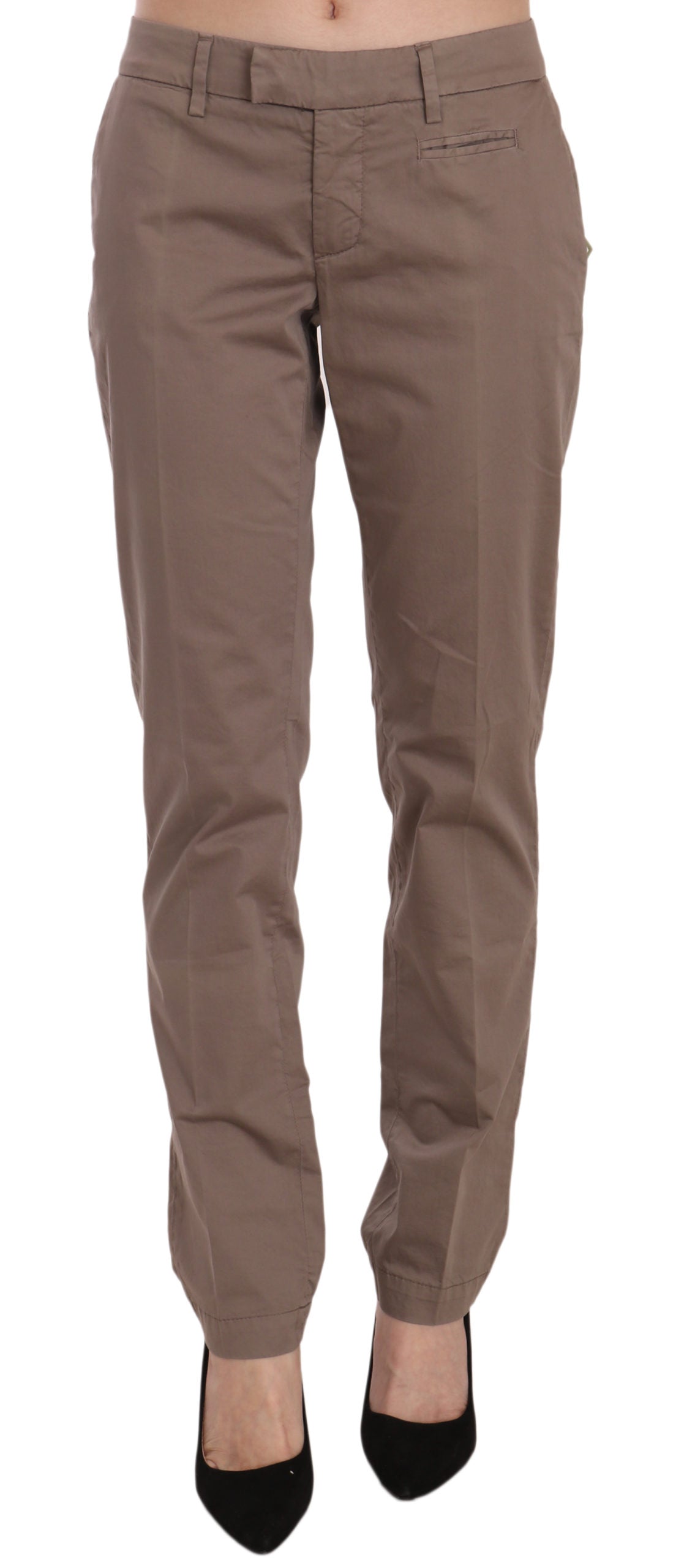 Dondup Chic Brown Straight Cut Trousers