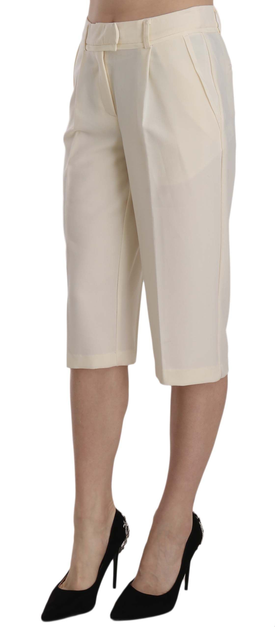 Silvian Heach Elegant Straight Cropped Pants in Cream