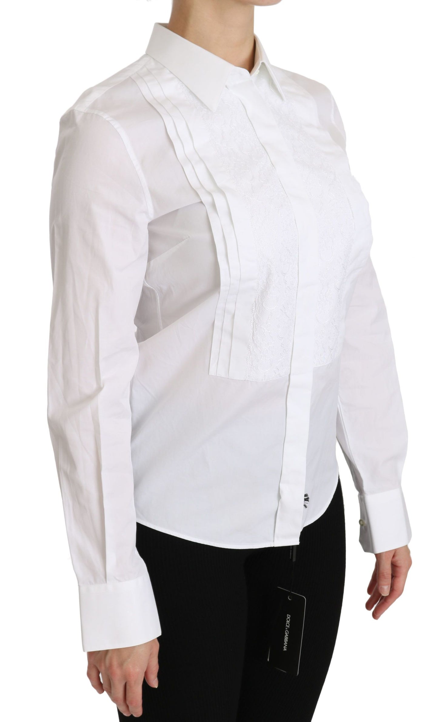 Dolce & Gabbana Elegant White Collared Long Sleeve Polo Top