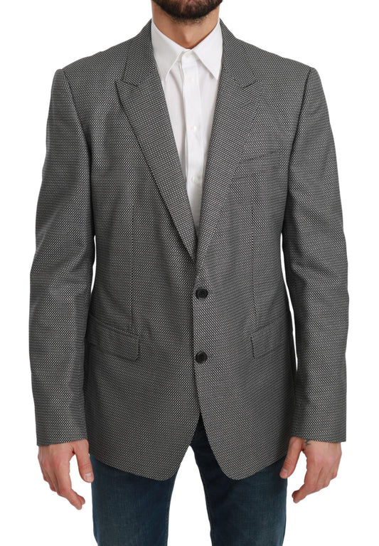 Dolce & Gabbana Elegant Gray Fantasy Pattern Slim Fit Blazer