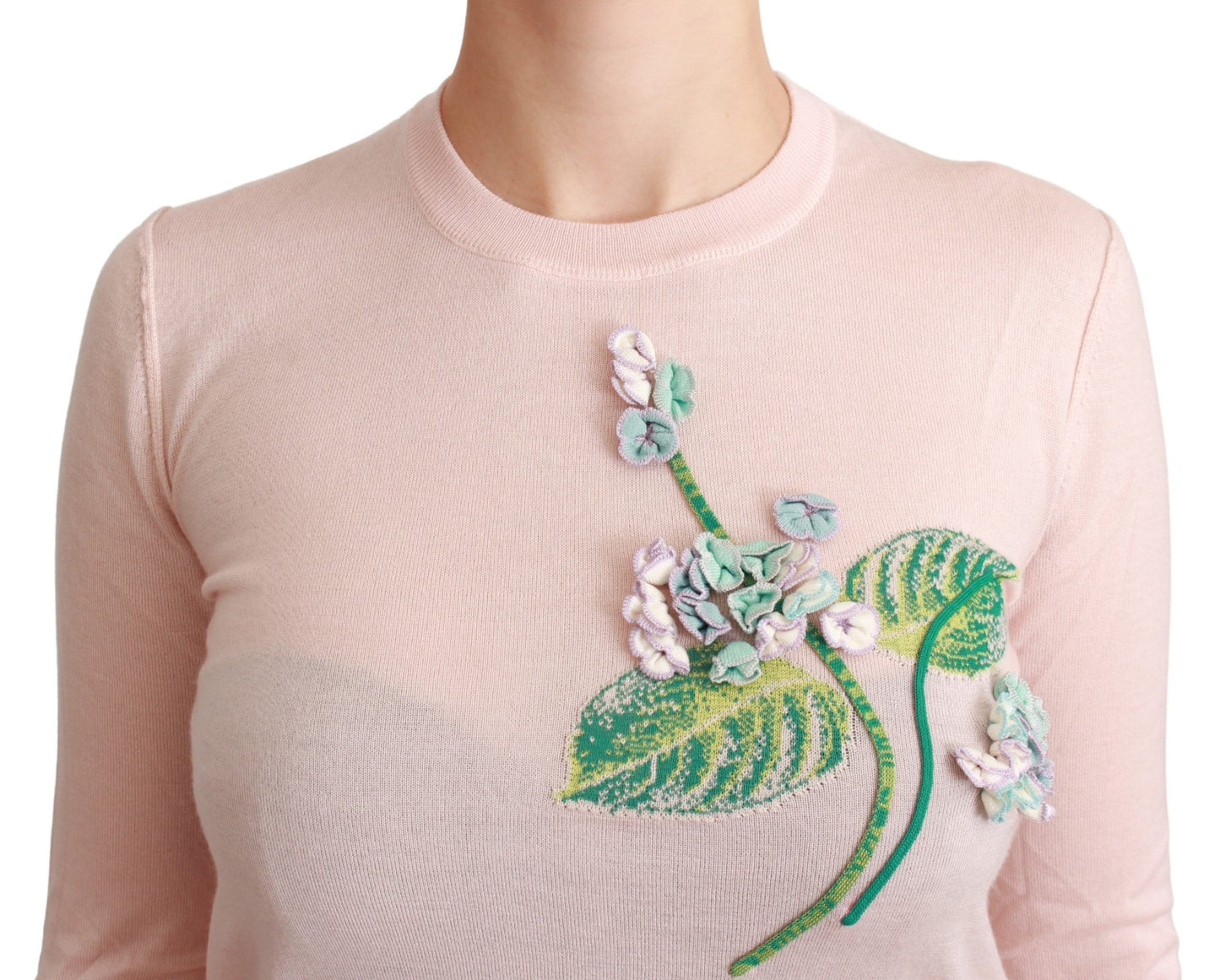 Dolce & Gabbana Silk Blend Floral Embroidered Sweater