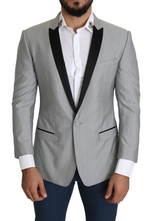 Dolce & Gabbana Elegant Silk Blend Light Gray Blazer