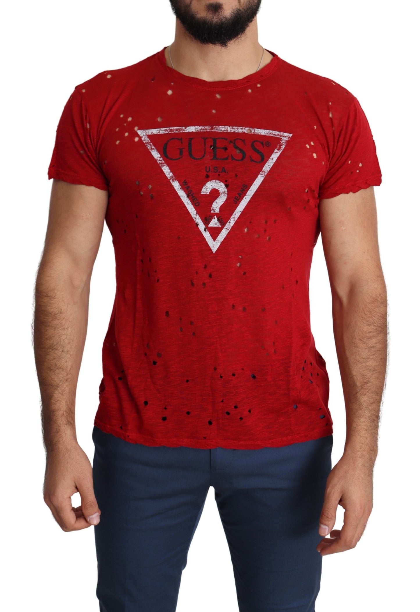 Guess Radiant Red Cotton Tee Perfect For Everyday Style