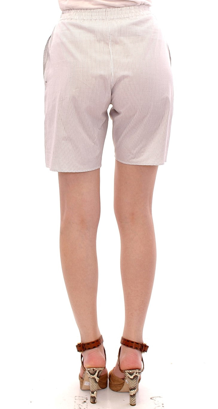 Andrea Incontri Chic White Checkered Cotton Shorts