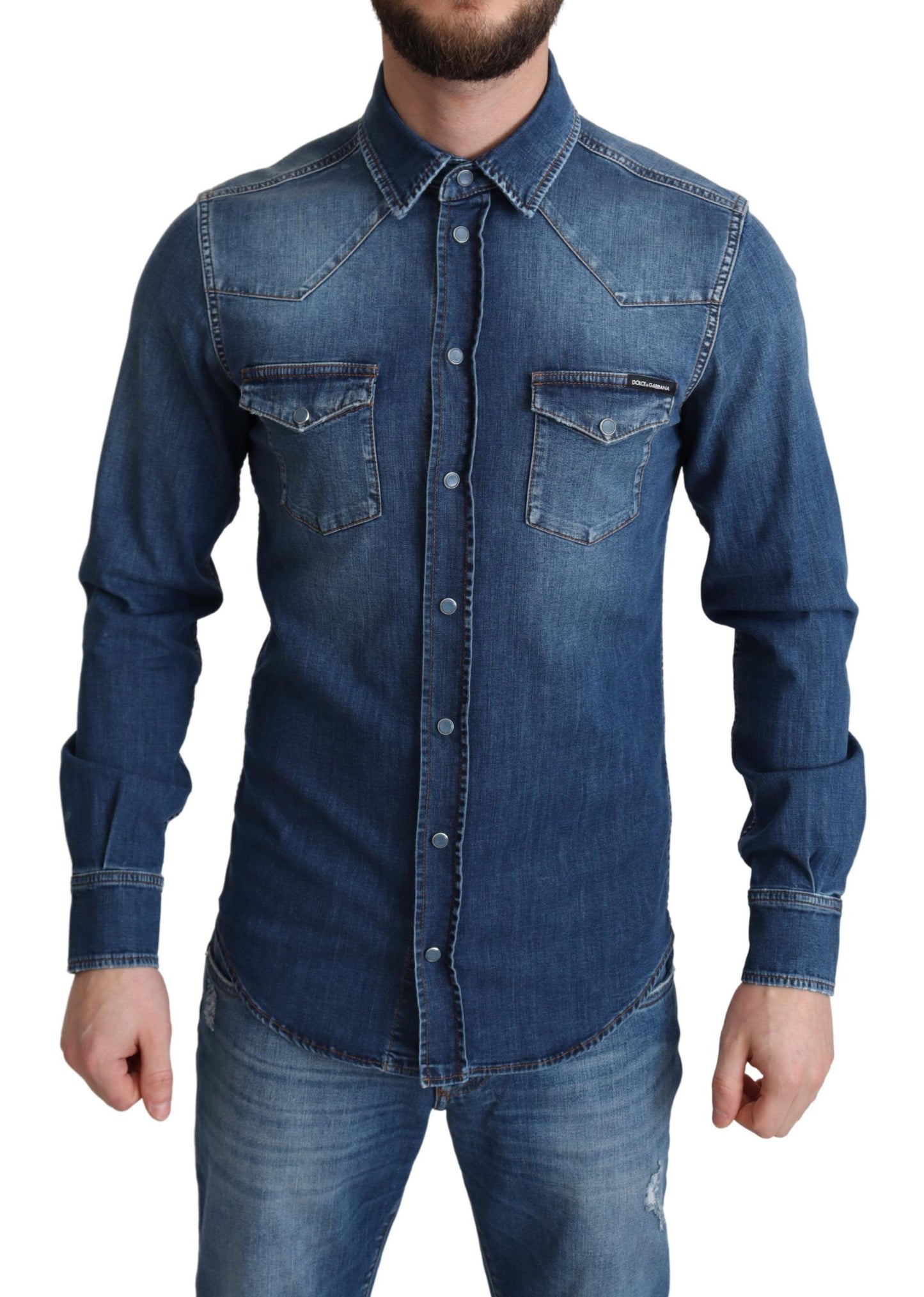 Dolce & Gabbana Elegant Denim Long Sleeve Casual Shirt