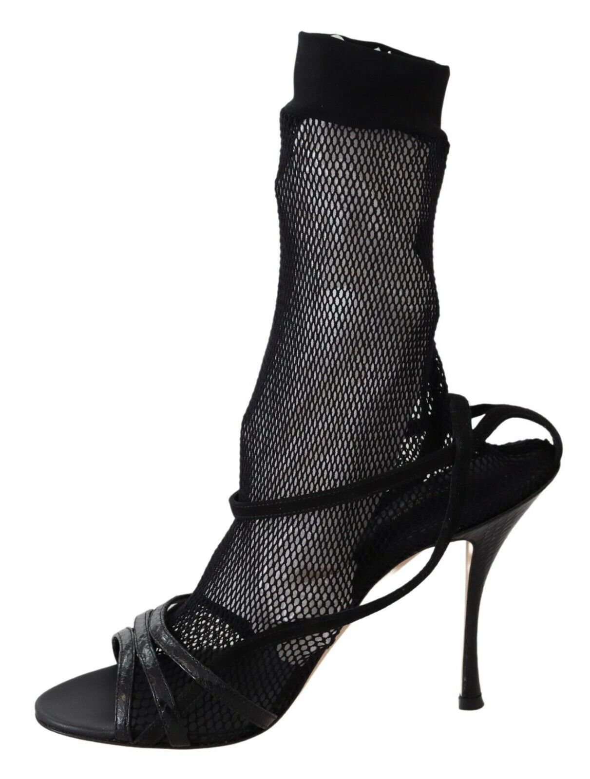 Dolce & Gabbana Chic Black Mesh Stiletto Sandals