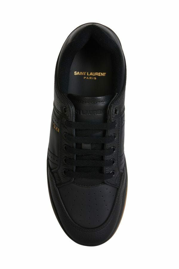 Saint Laurent Elegant Black Low-Top Leather Sneakers