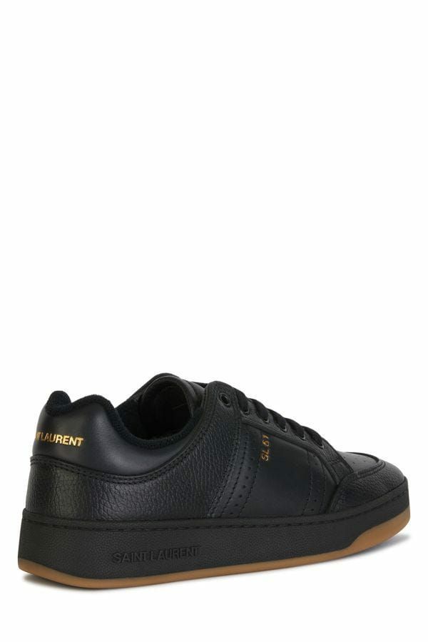 Saint Laurent Elegant Black Low-Top Leather Sneakers