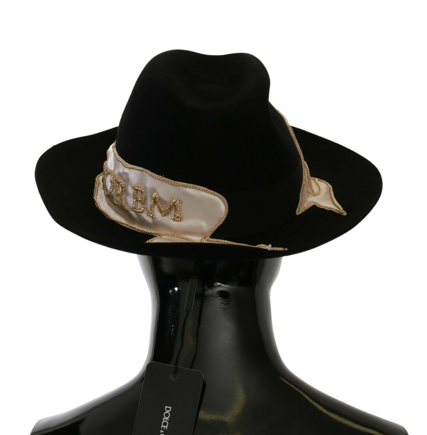 Dolce & Gabbana Elegant Black Lapin Wide Brim Panama Hat