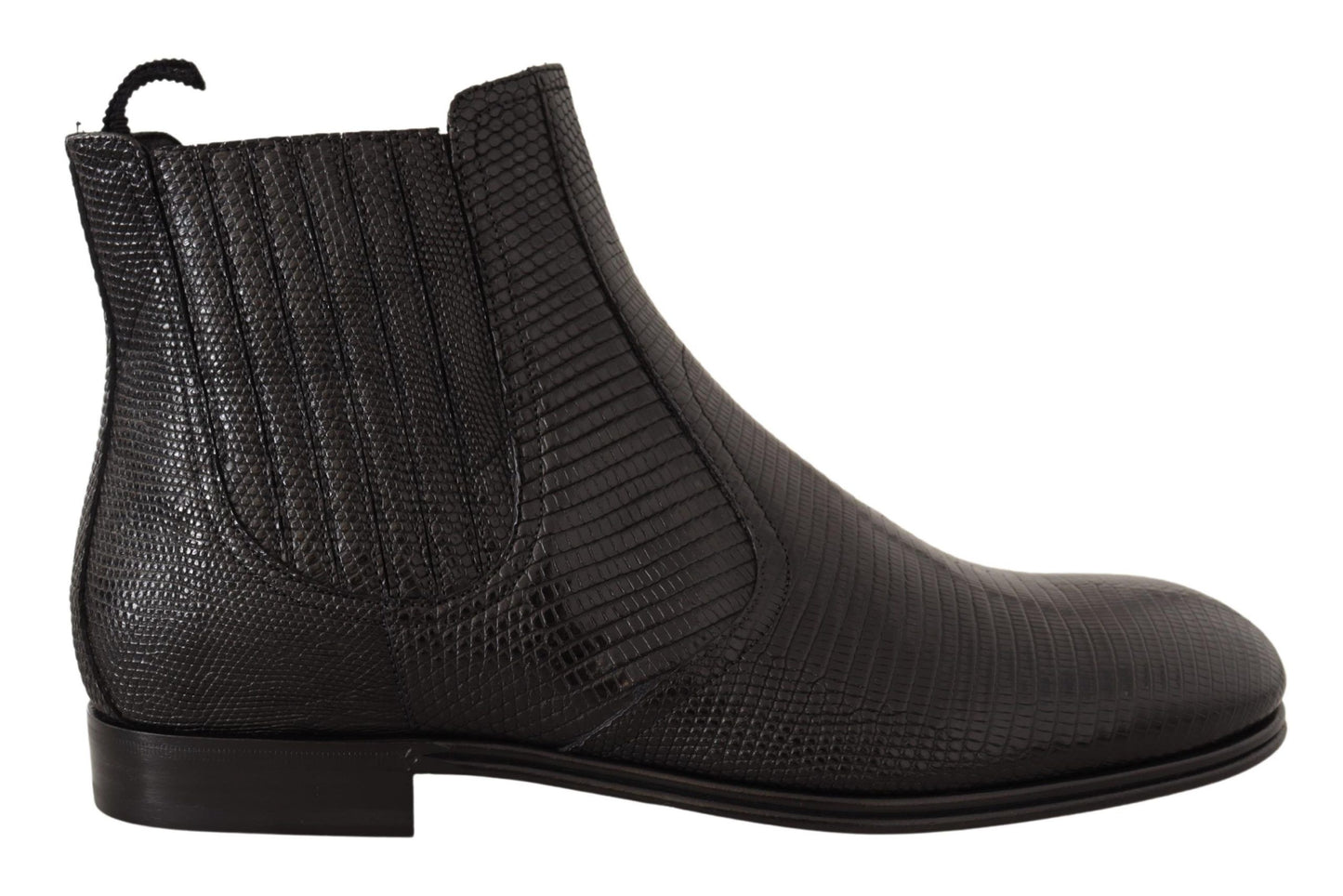 Dolce & Gabbana Elegant Black Leather Lizard Skin Derby Boots