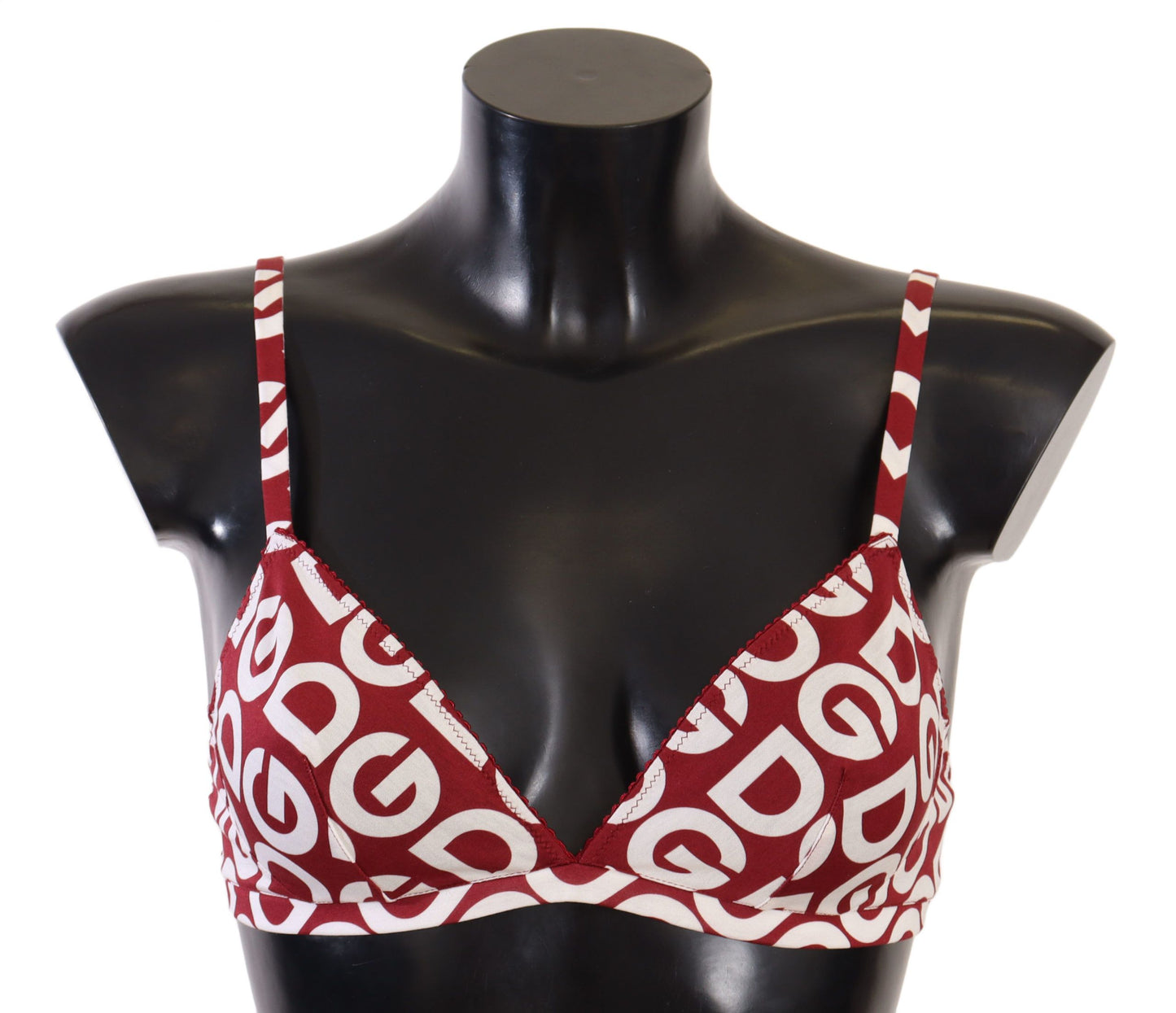 Dolce & Gabbana Red Cotton Logo Printed Designer Bra