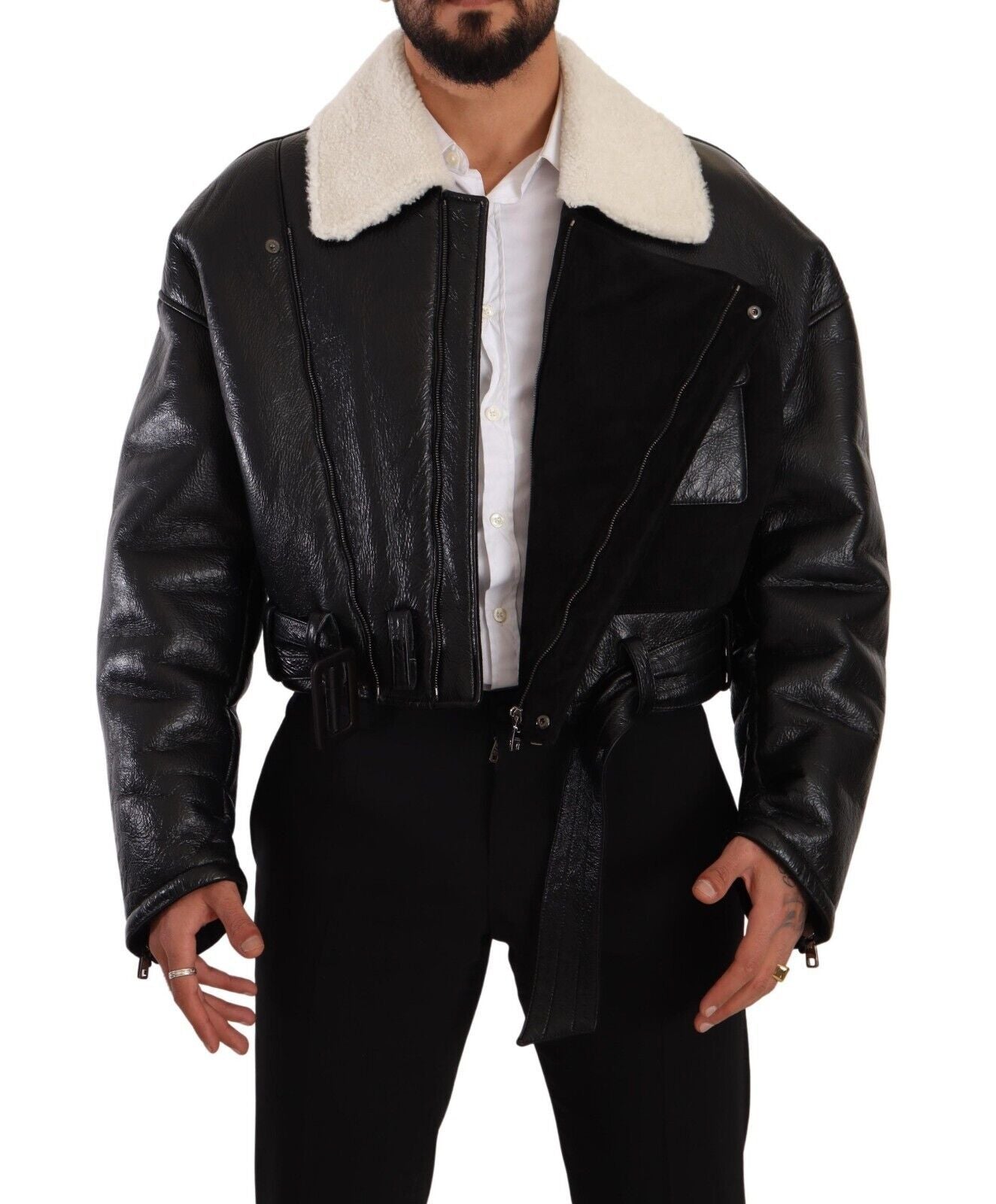 Dolce & Gabbana Elegant Shearling Biker Jacket