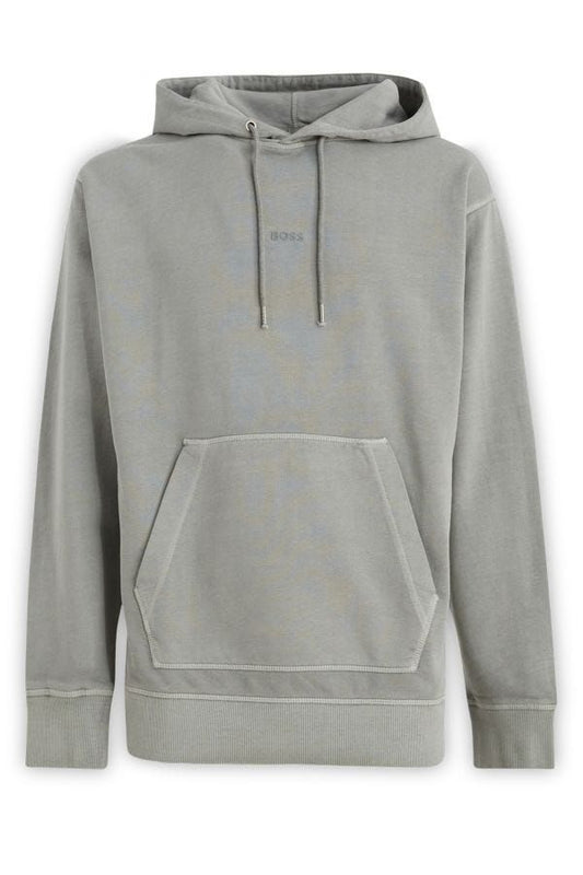 Hugo Boss Elegant Grey Cotton Hooded Sweatshirt