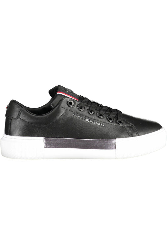 Tommy Hilfiger Black Leather Women Sneaker