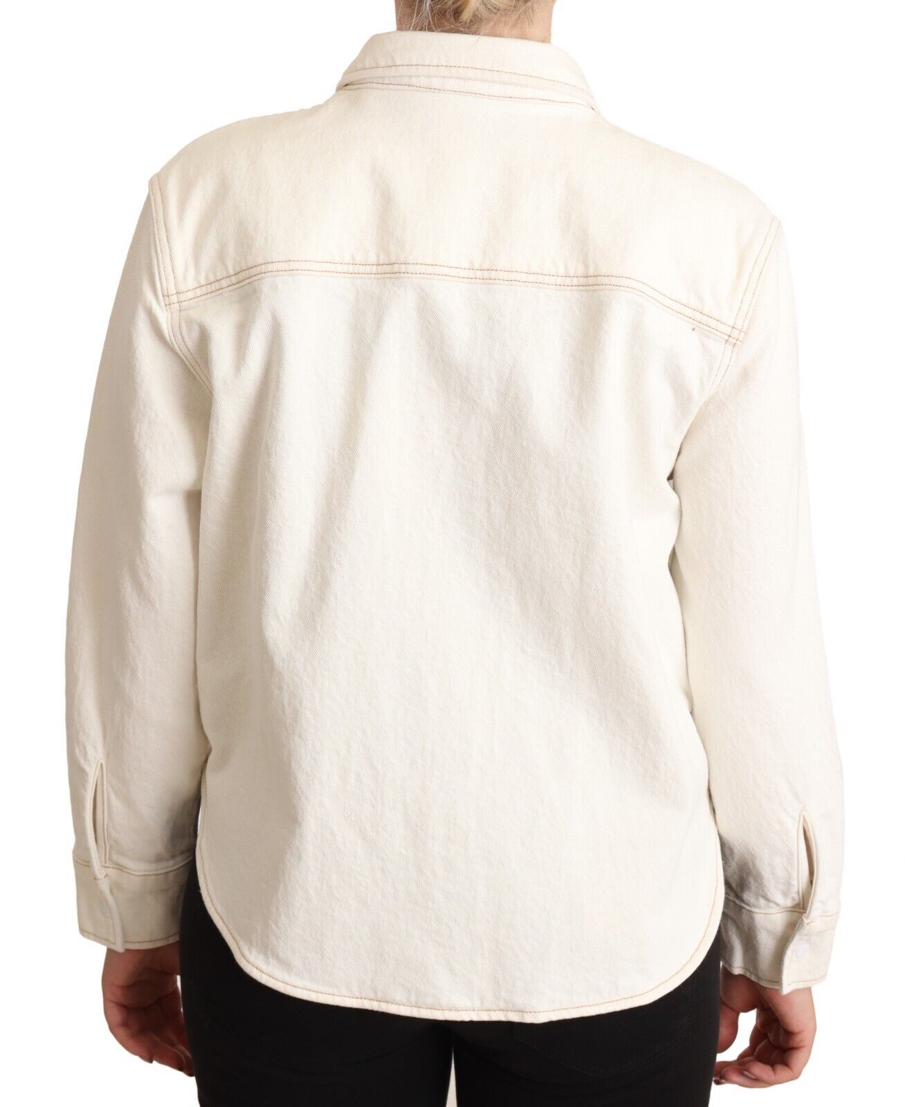 Levi's Elegant White Long Sleeve Collared Polo Top