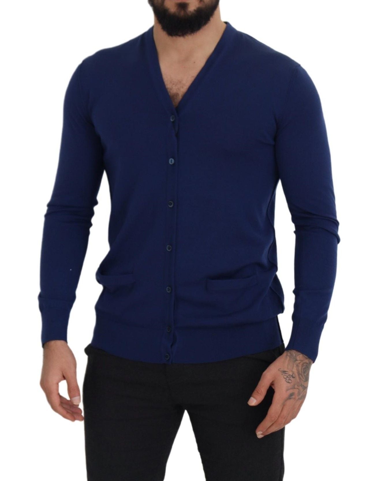 Dolce & Gabbana Elegant Virgin Wool Blue Cardigan Sweater