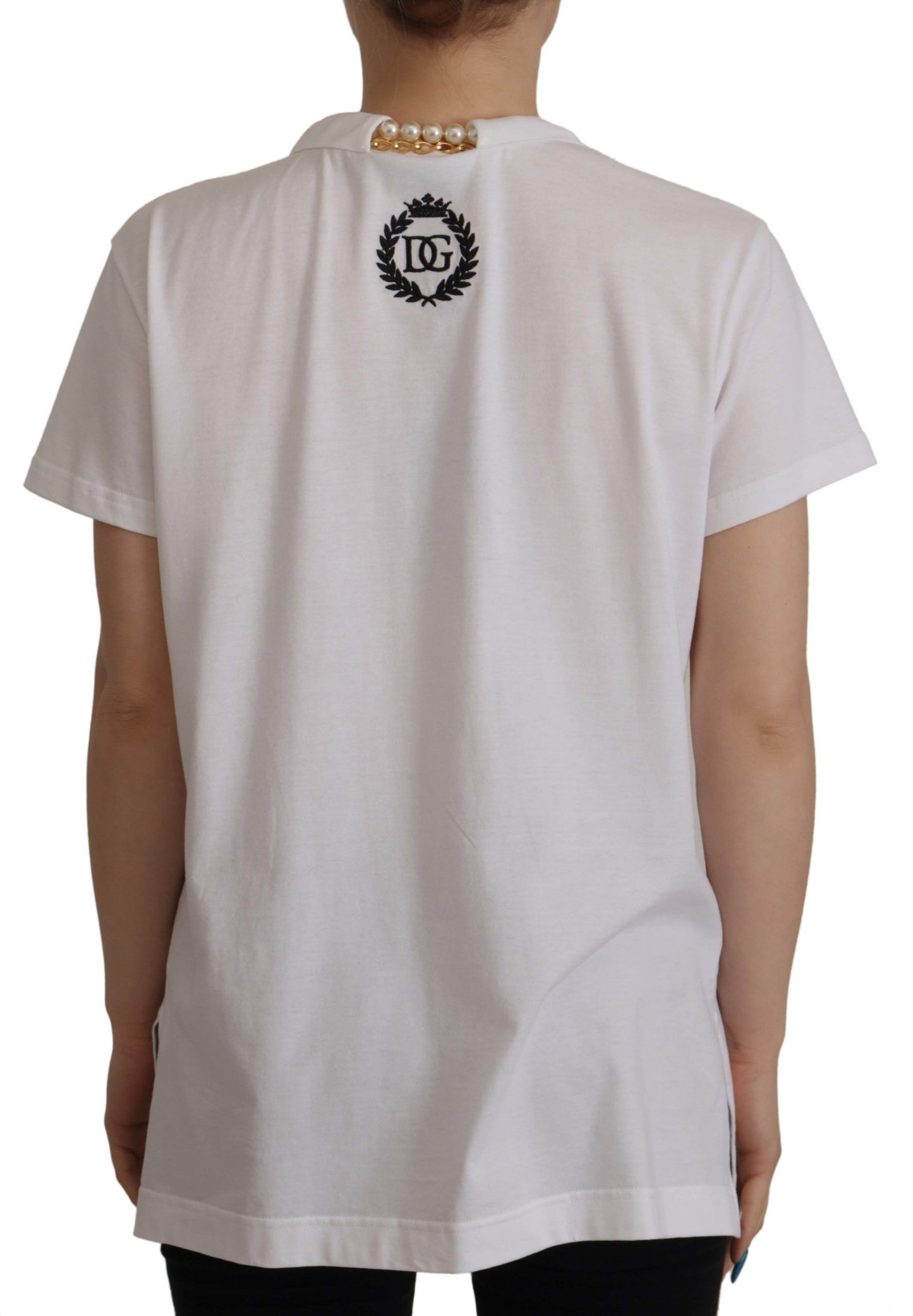 Dolce & Gabbana Stunning V-Neckline Logo Embellished Tee