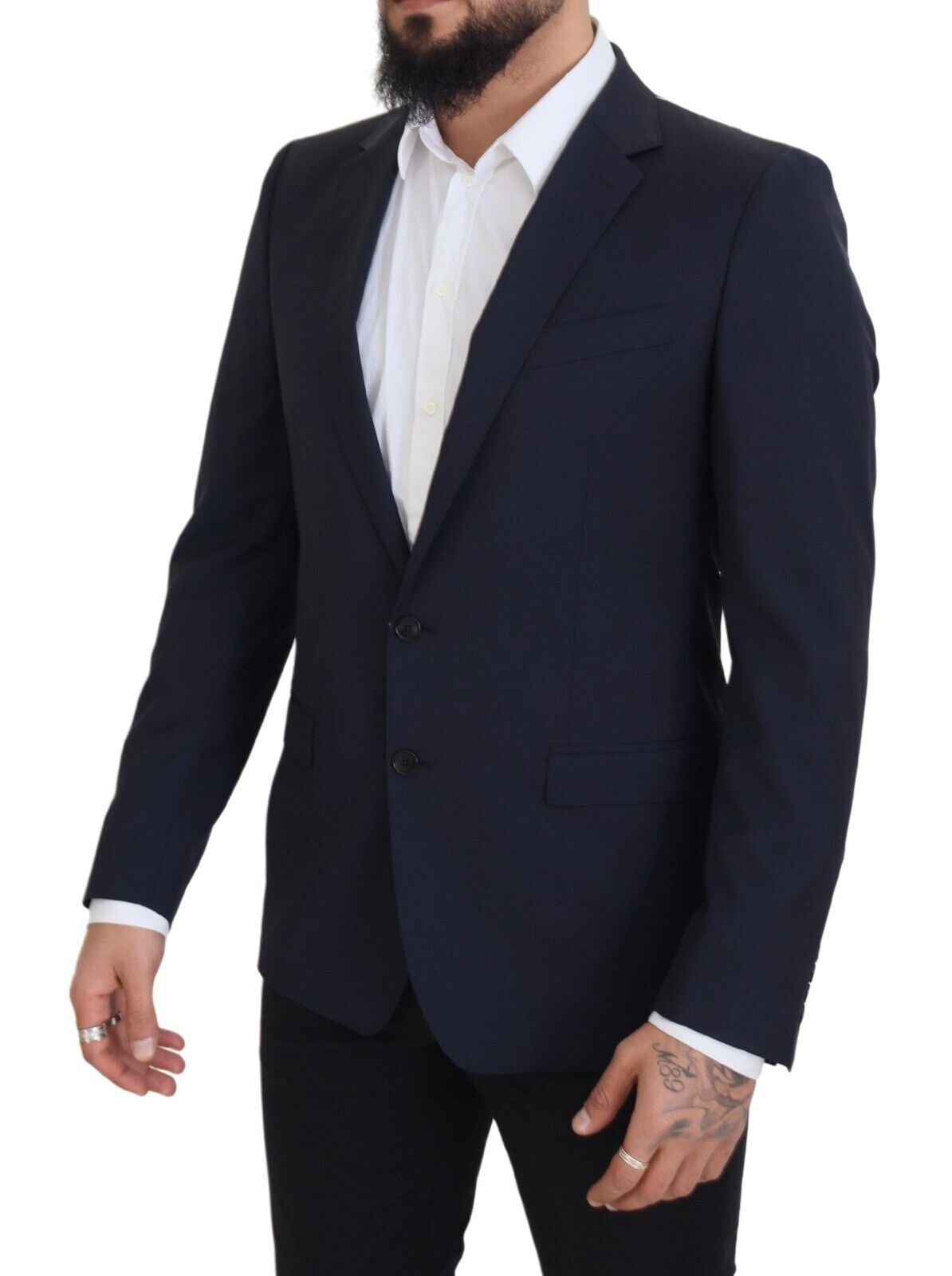 Dolce & Gabbana Elegant Dark Blue Slim Fit Wool Blazer