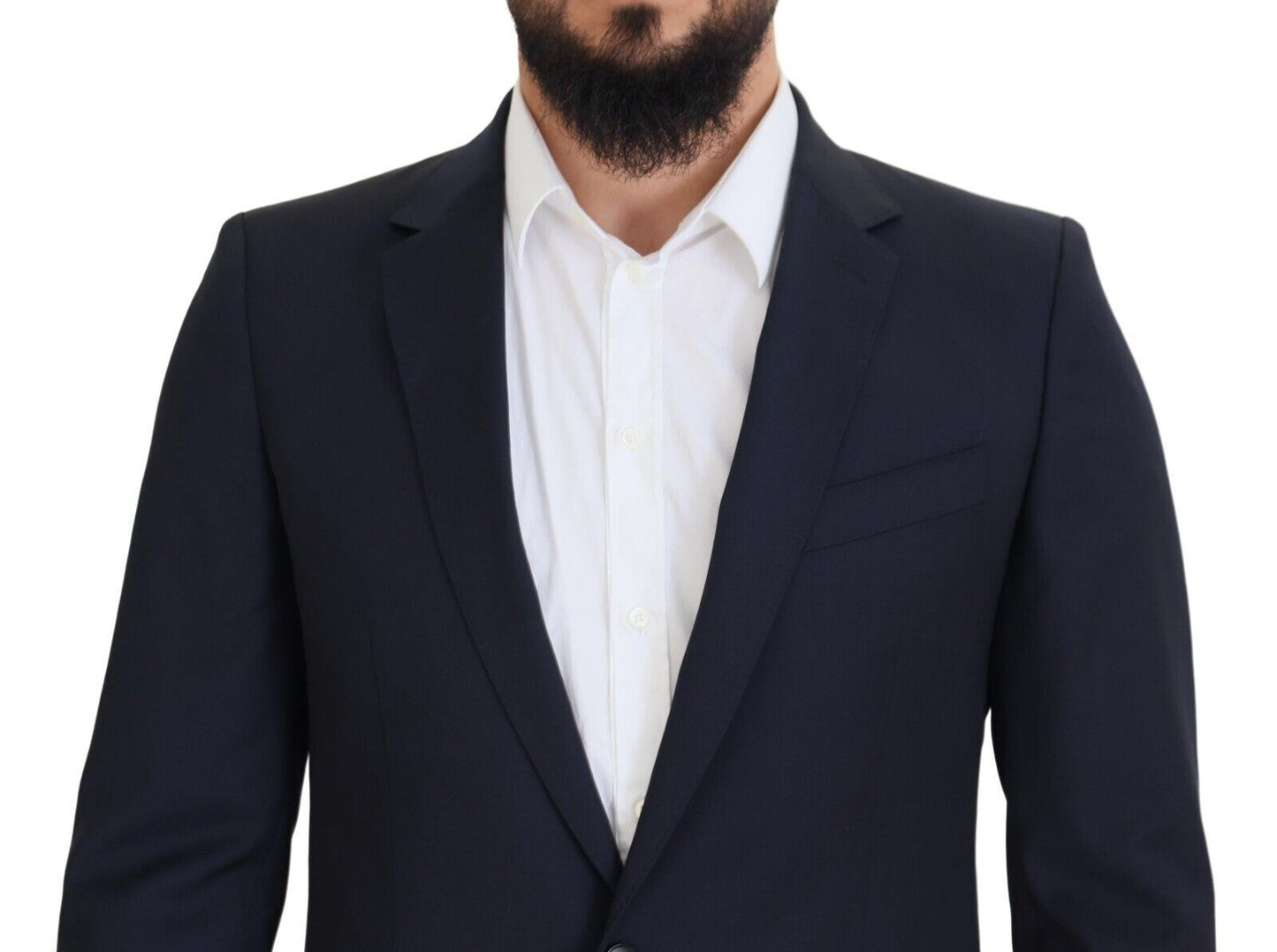 Dolce & Gabbana Elegant Dark Blue Slim Fit Wool Blazer