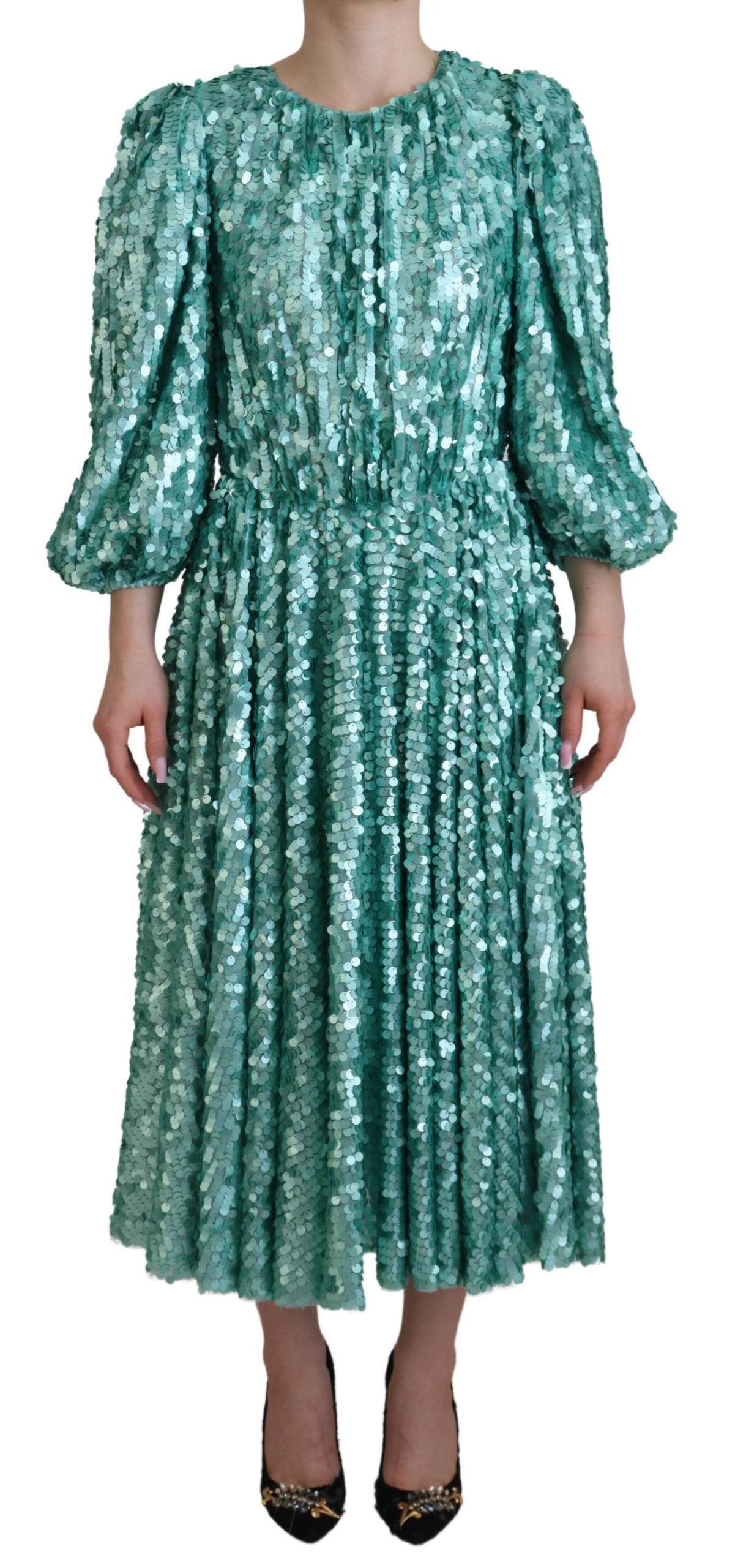 Dolce & Gabbana Elegant Sequined A-Line Midi Dress