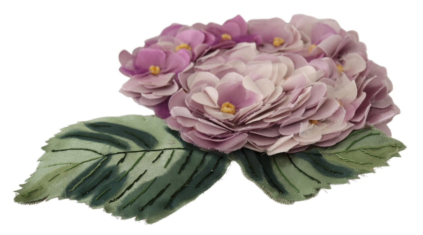 Dolce & Gabbana Elegant Purple Floral Silk Blend Brooch