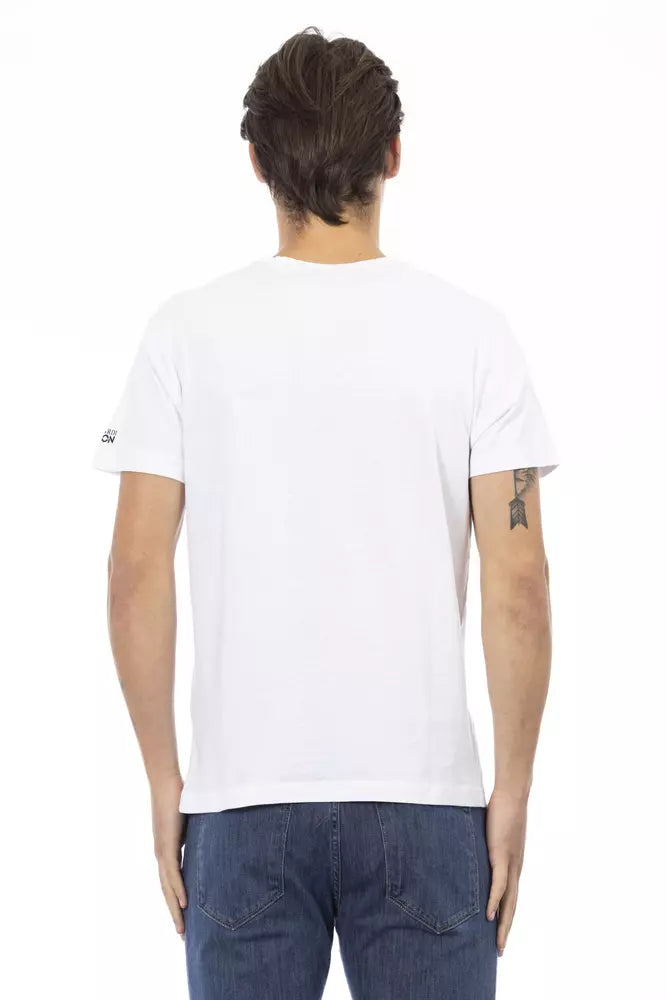 Trussardi Action White Cotton Men's V-Neck T-Shirt