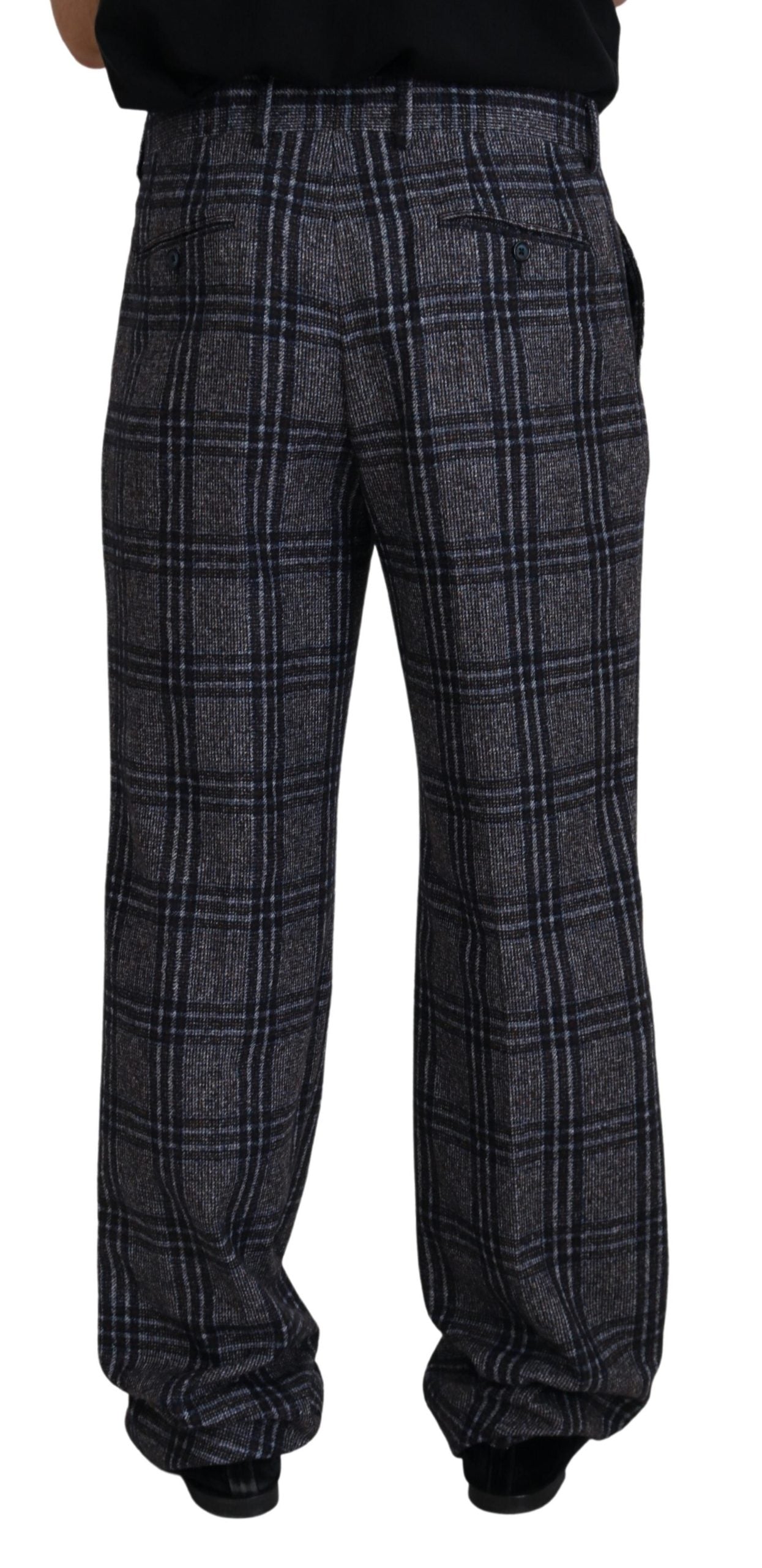 Dolce & Gabbana Elegant Gray Checkered Alpaca Blend Pants