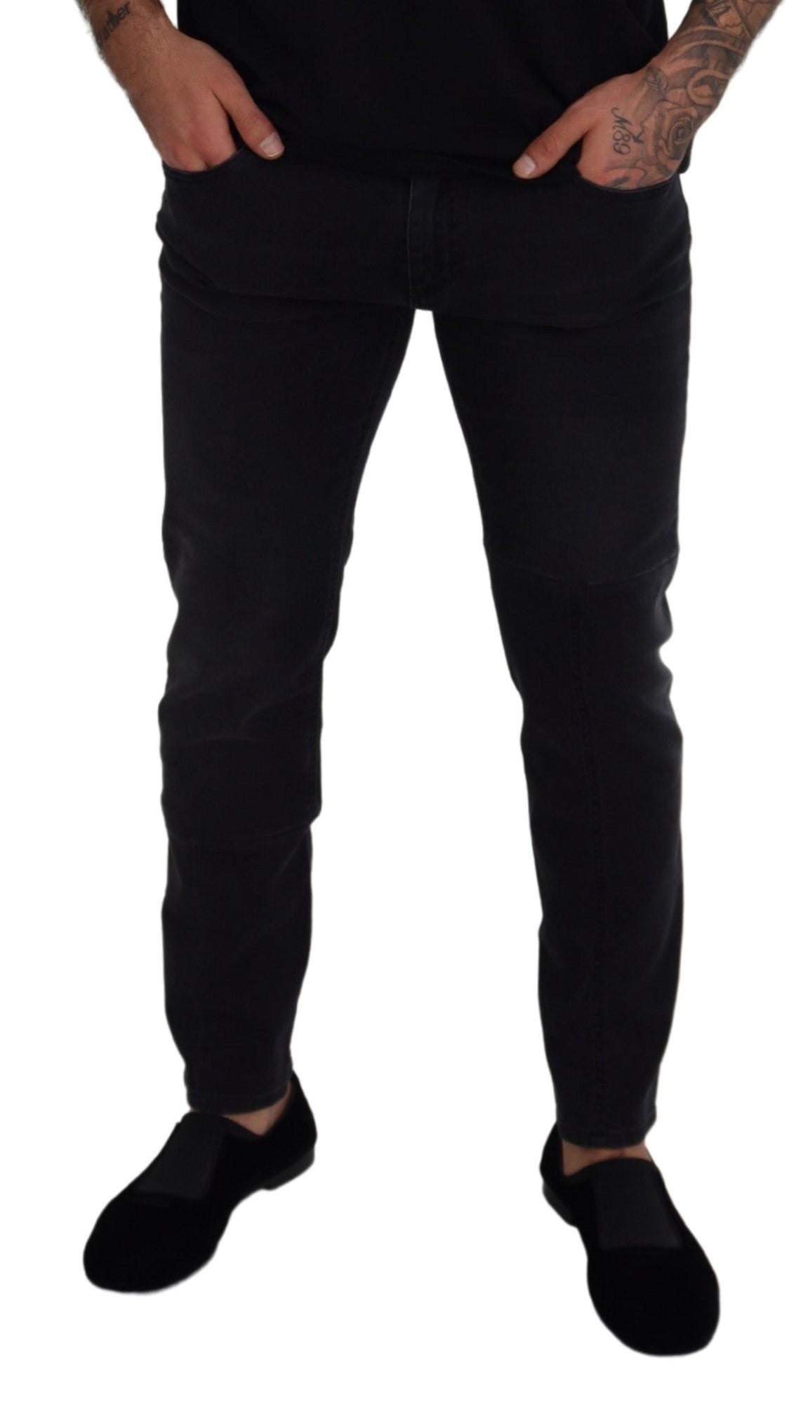 Dolce & Gabbana Sleek Black Cotton Blend Denim Pants