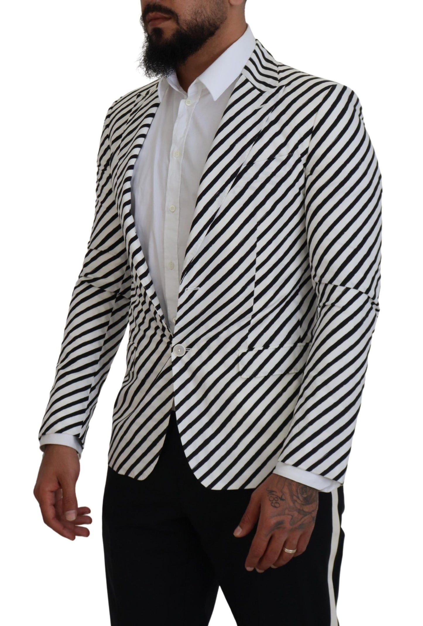 Dolce & Gabbana Elegant White Striped Single Breasted Blazer