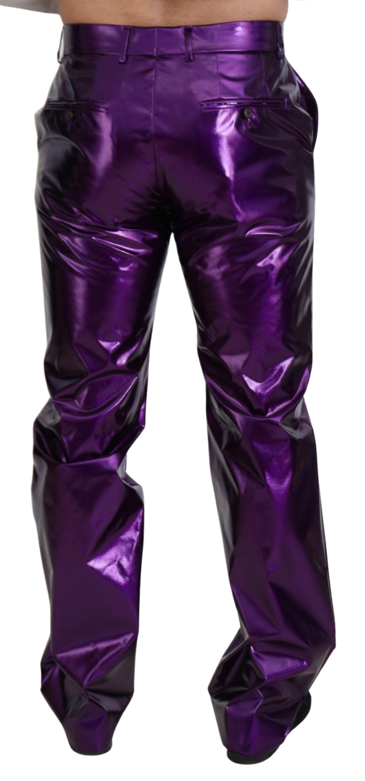 Dolce & Gabbana Elegant Shining Purple Straight Fit Pants