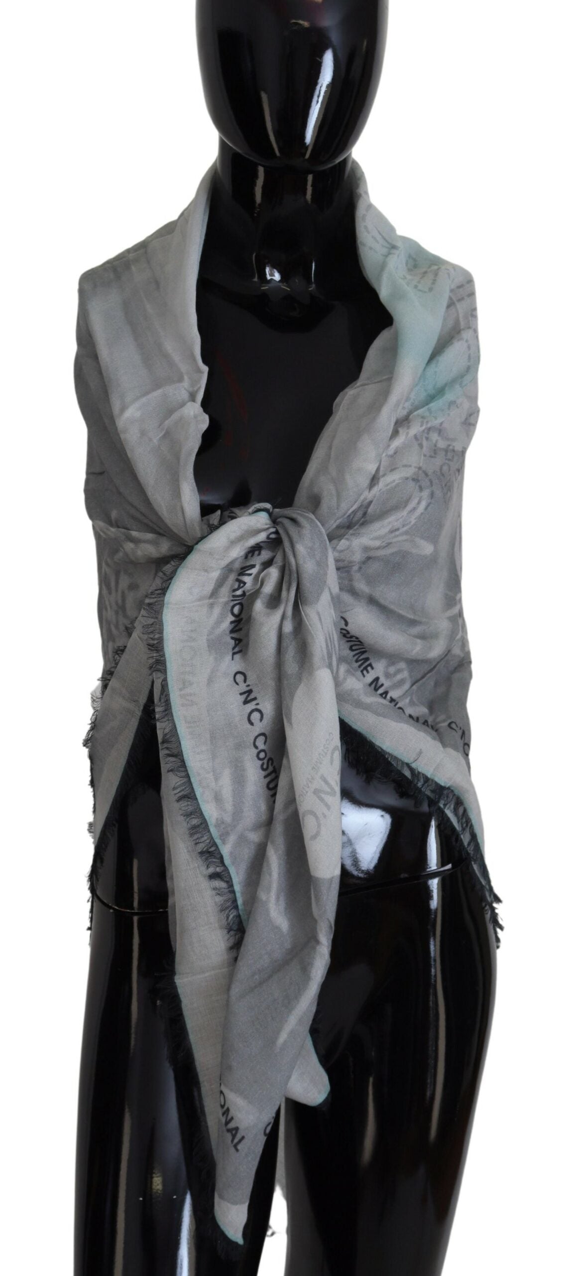 Costume National Chic Designer Grey Scarf with Fringes