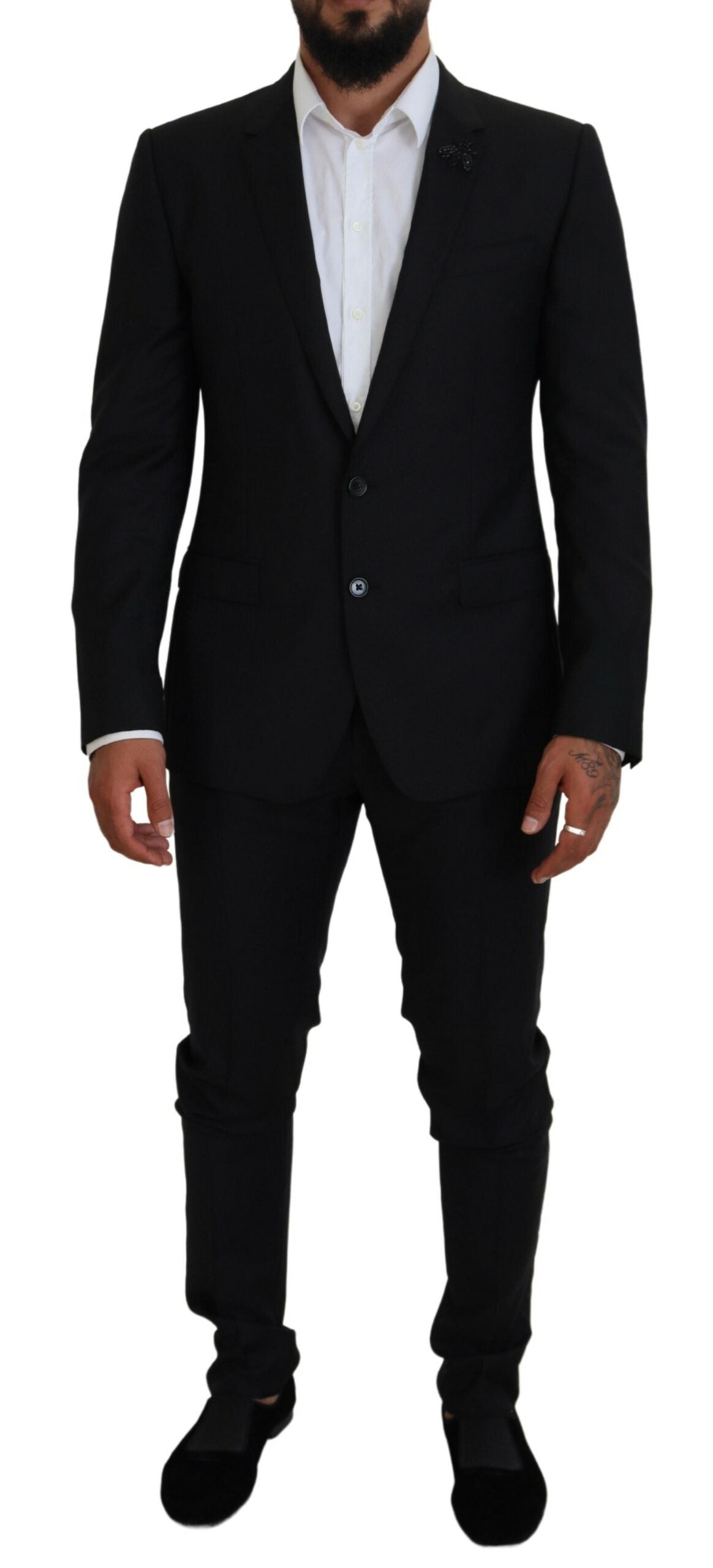 Dolce & Gabbana Sleek Black Two-Piece Wool Martini Suit