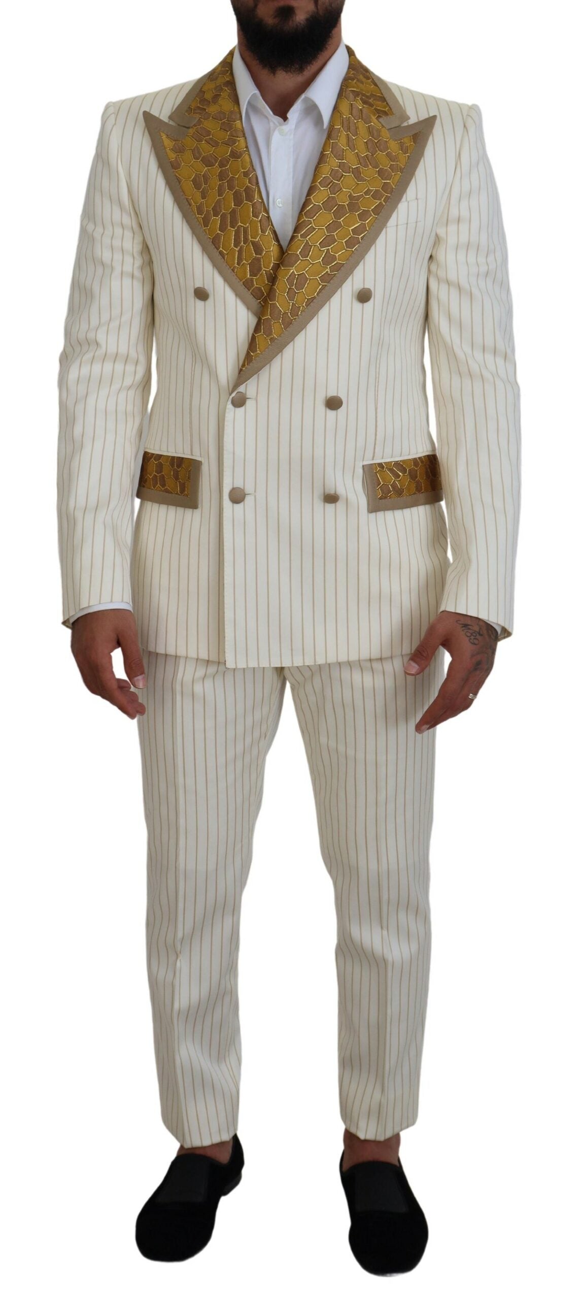 Dolce & Gabbana Elegant Off White Double Breasted Suit