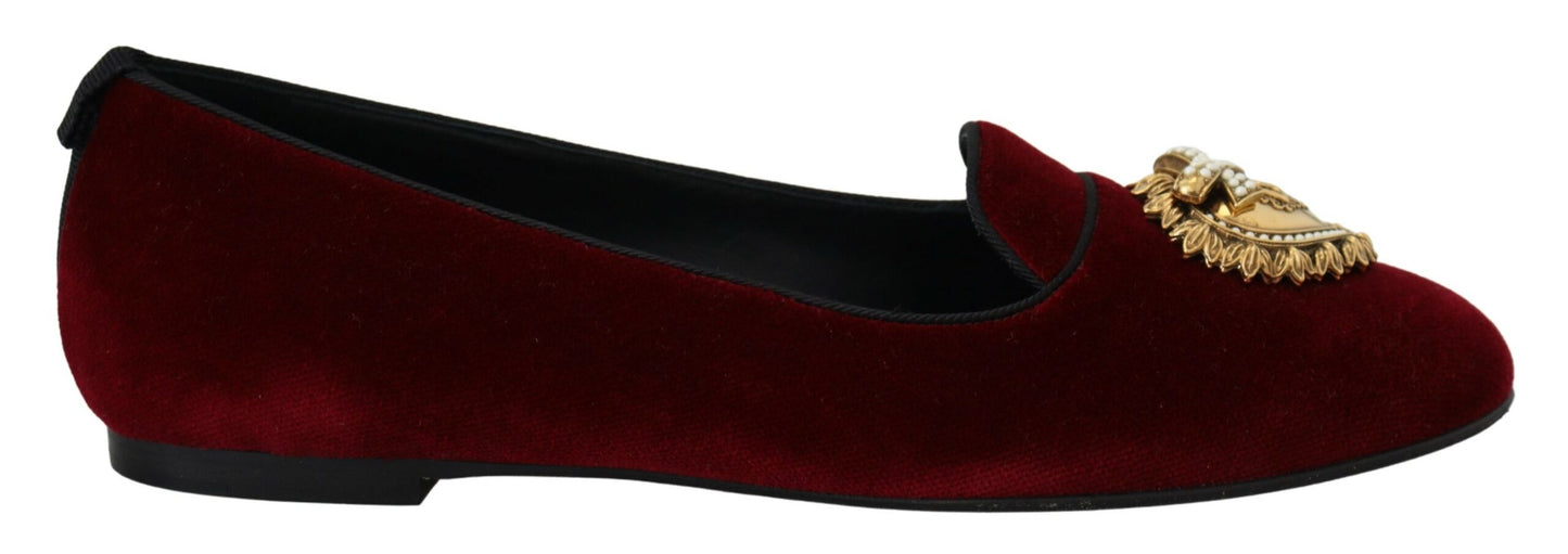 Dolce & Gabbana Bordeaux Velvet Devotion Loafers