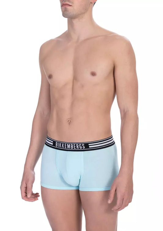 Bikkembergs Light Blue Cotton Men Underwear Trunk Twin Pack