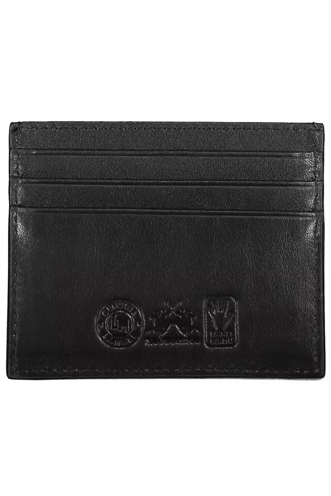 La Martina Black Leather Men Wallet