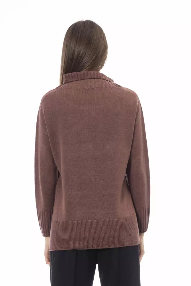 Alpha Studio Brown Merino Wool Women Sweater