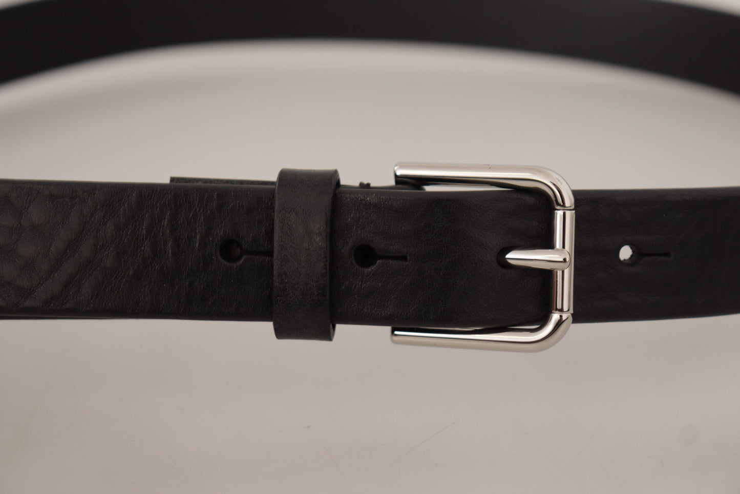 Dolce & Gabbana Elegant Black Leather Belt with Metal Buckle