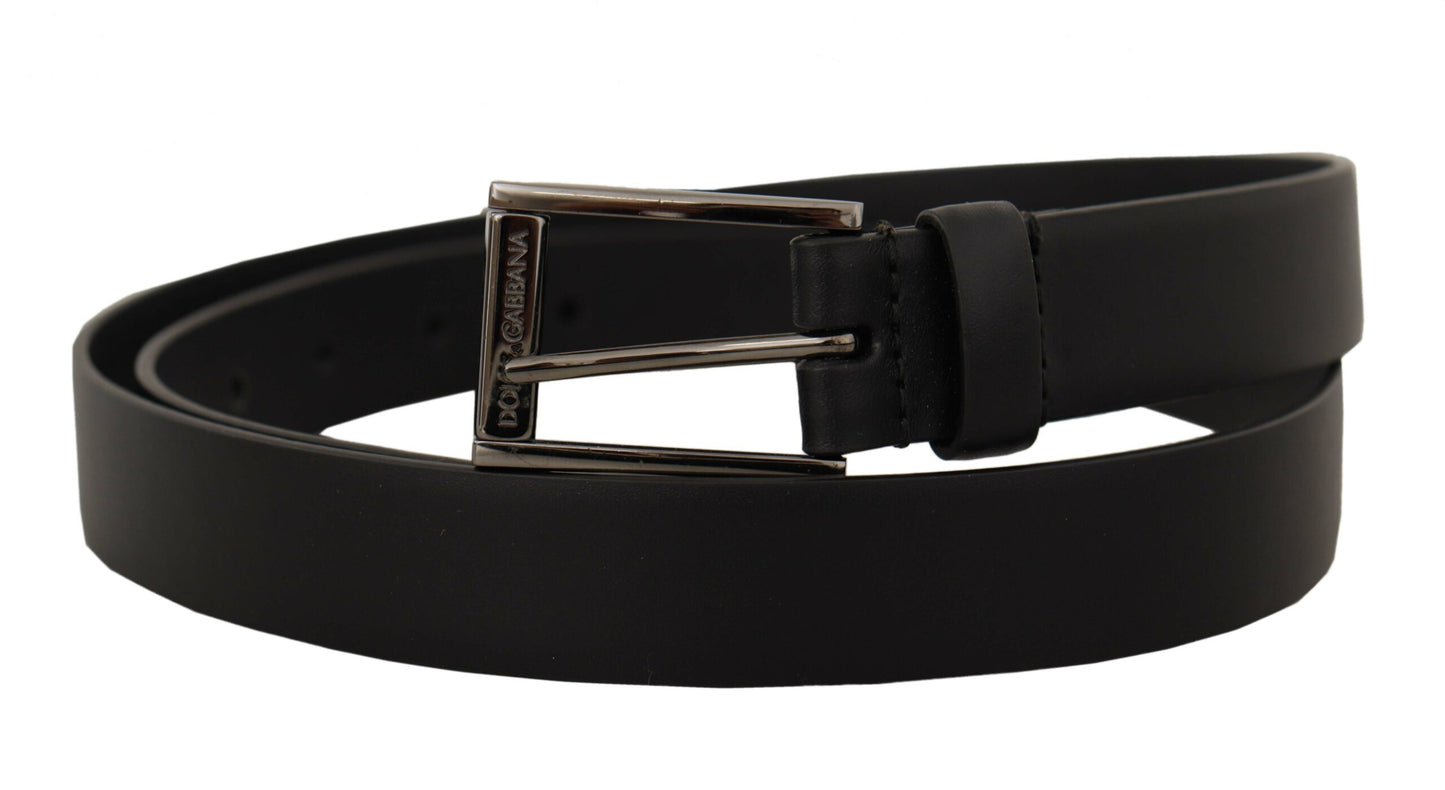 Dolce & Gabbana Elegant Black Leather Belt with Metal Buckle