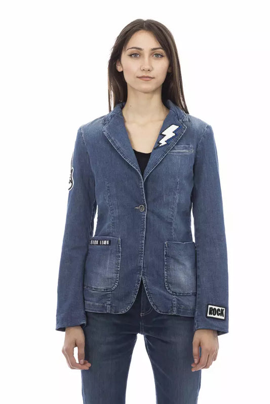 Baldinini Trend Blue Cotton Women Jacket