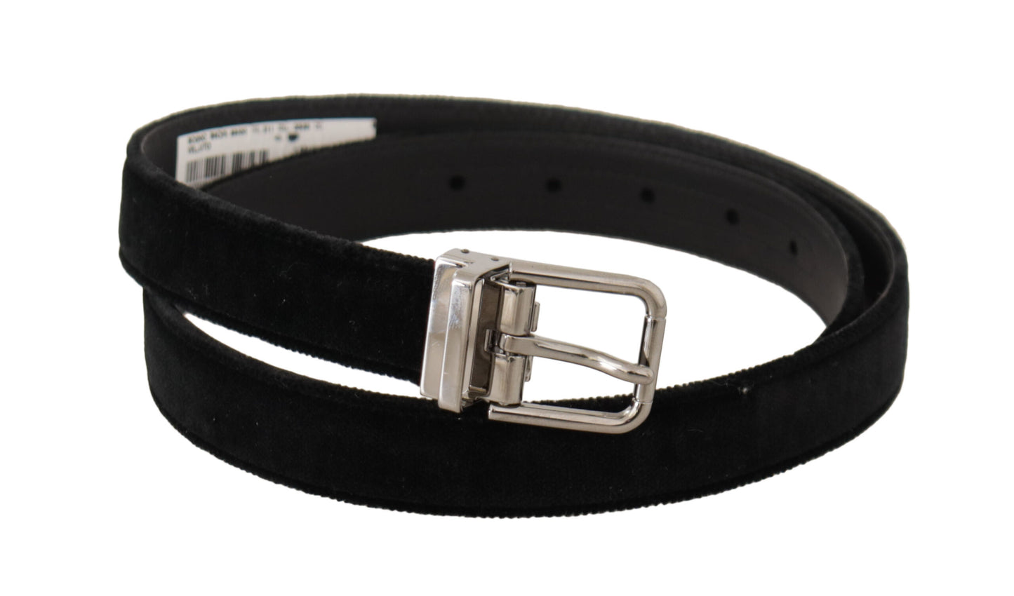 Dolce & Gabbana Elegant Black Velvet Designer Belt