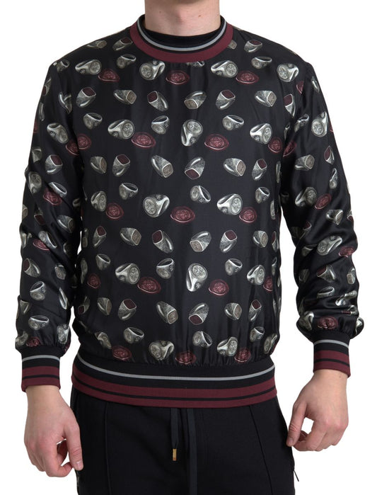 Dolce & Gabbana Elegant Silk Crewneck Pullover - Black Multicolor