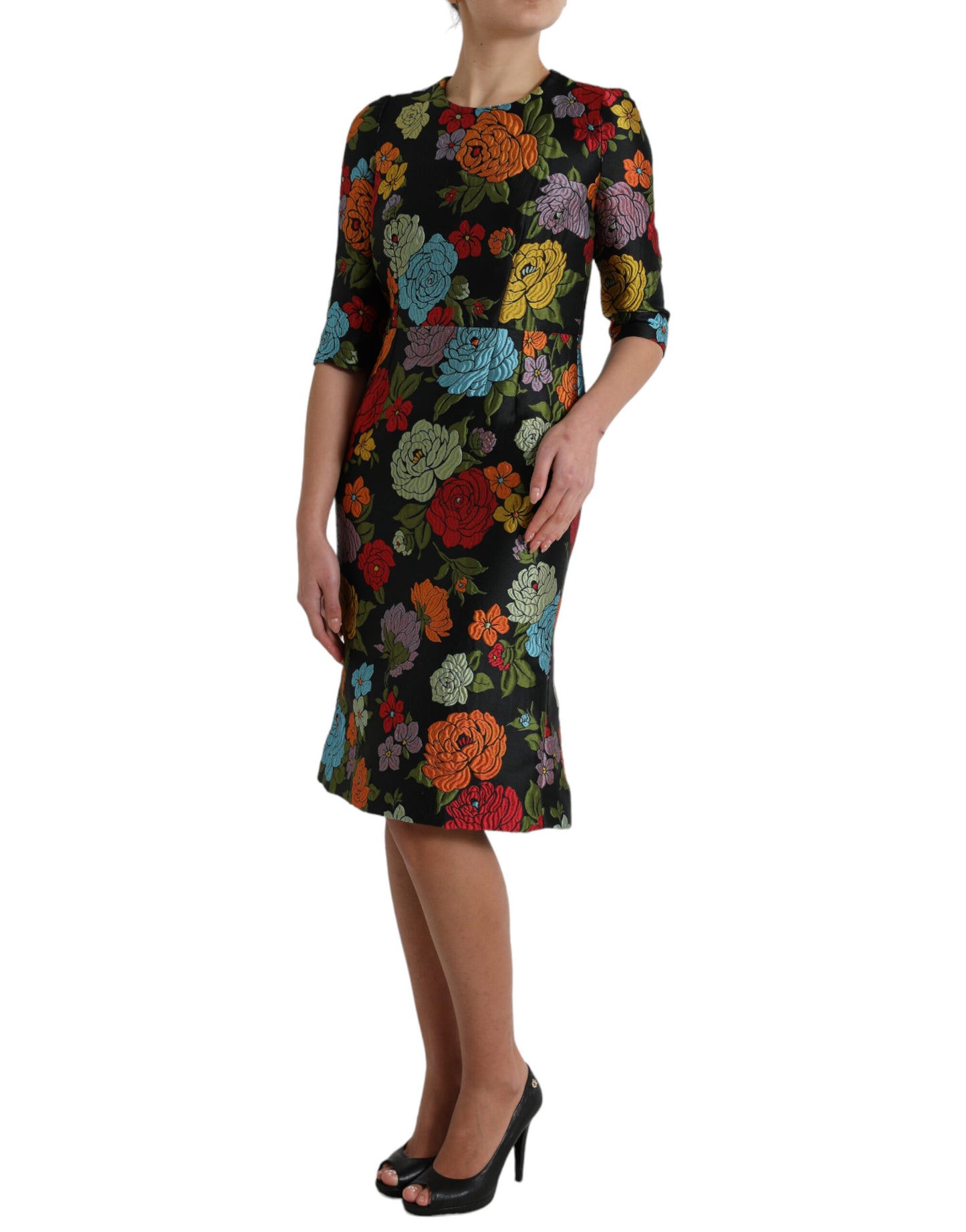 Dolce & Gabbana Elegant Floral Embroidered Pencil Dress