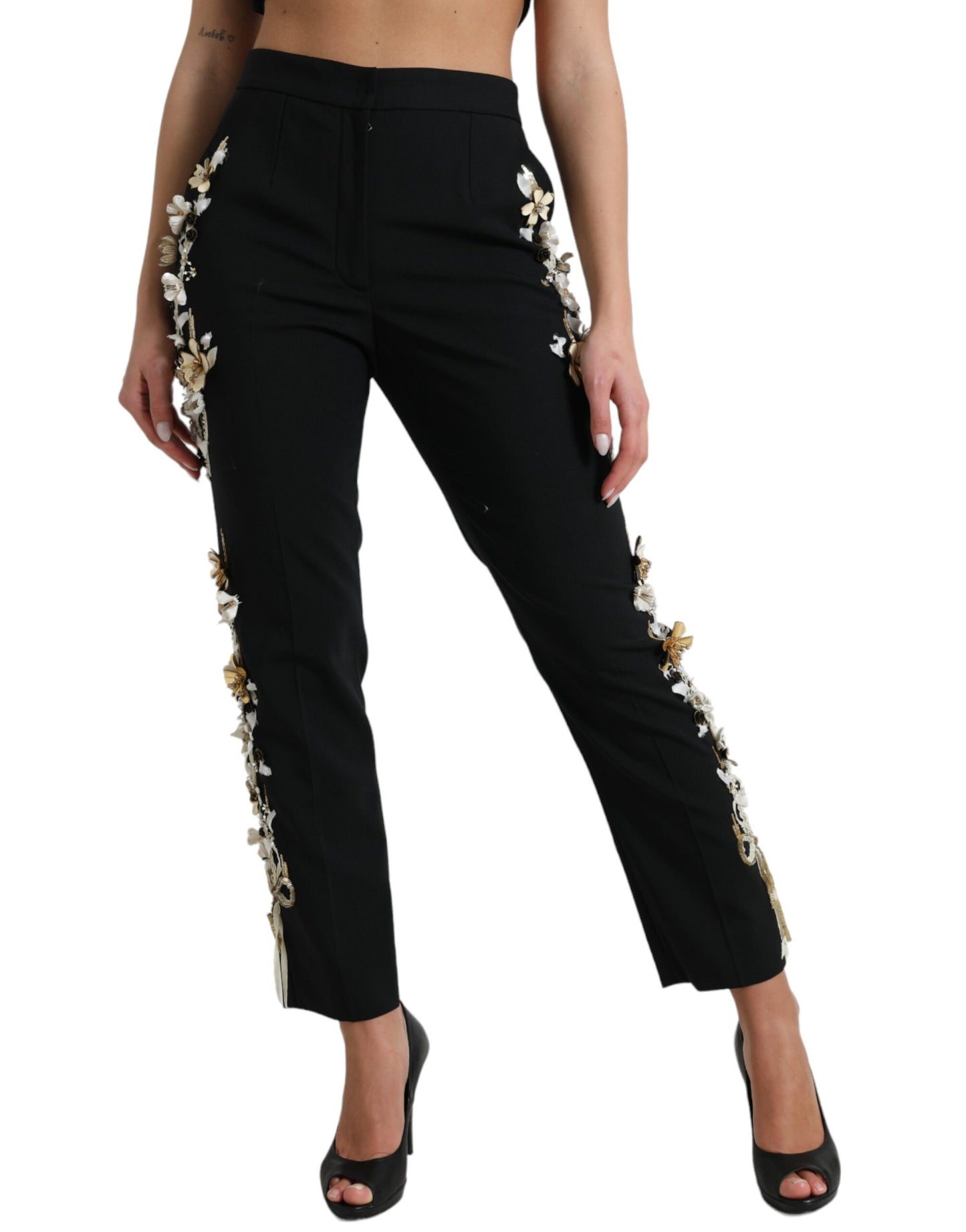 Dolce & Gabbana Elegant High Waist Floral Tapered Pants