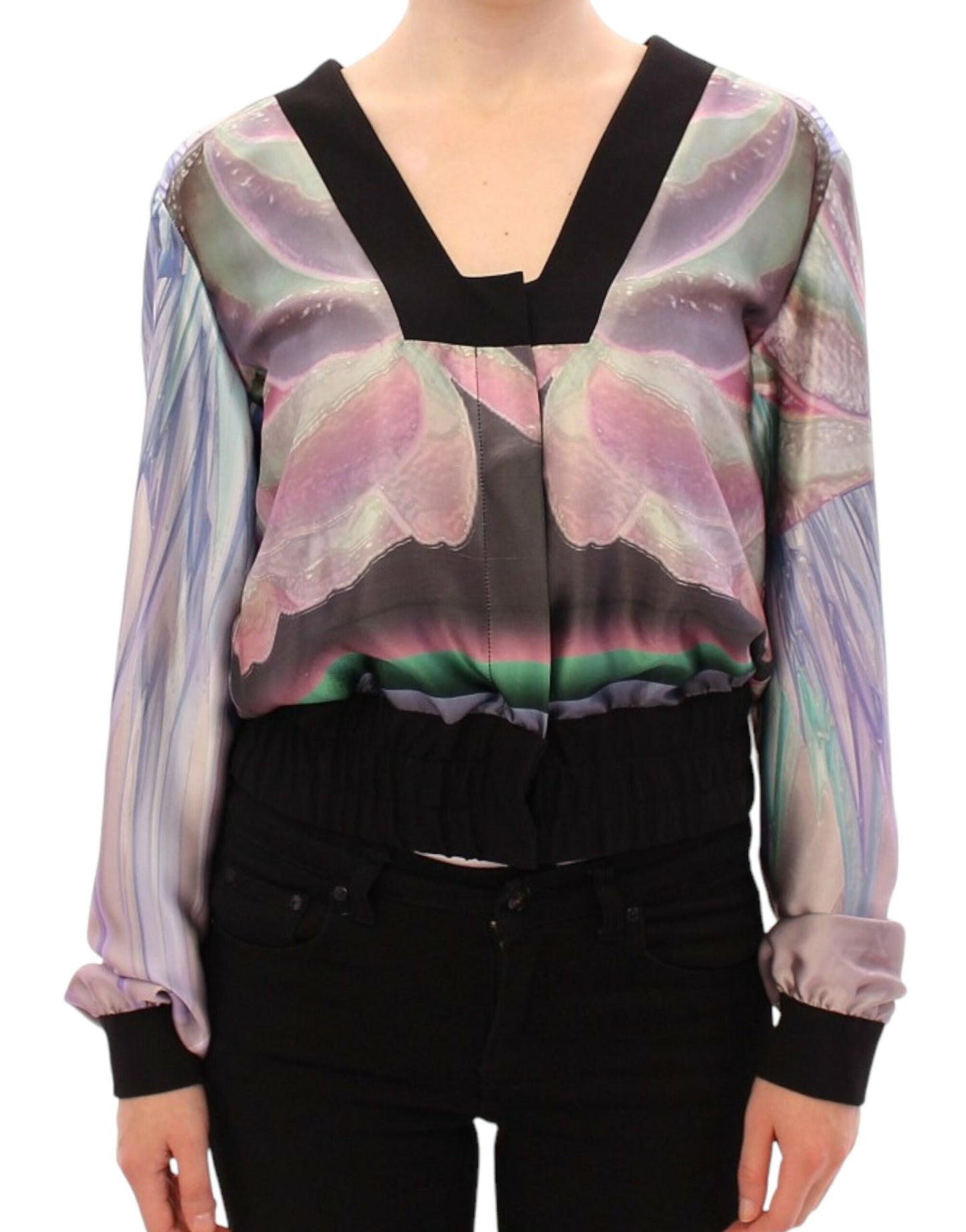 Sergei Grinko Multicolor Silk Blouse Jacket