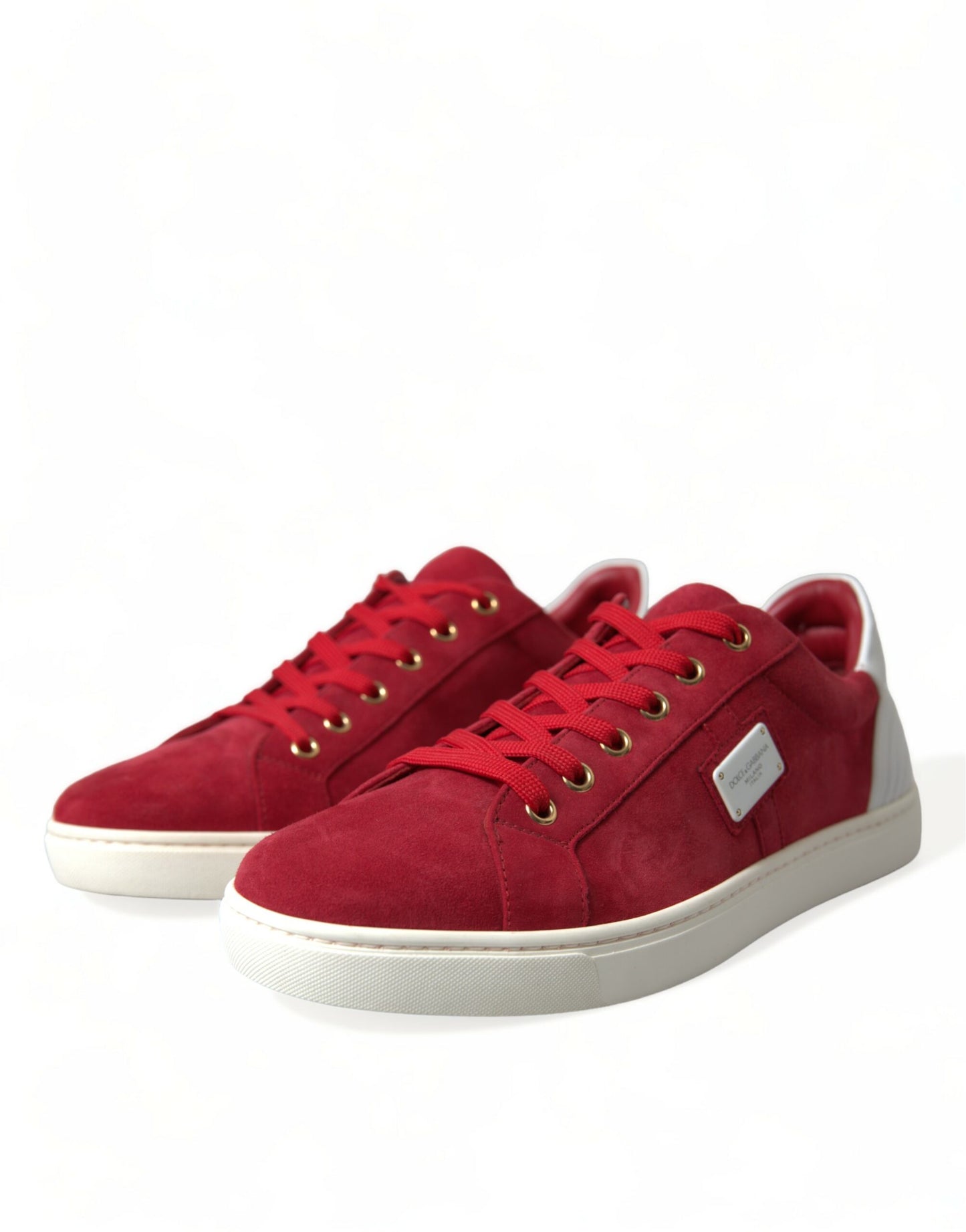 Dolce & Gabbana Elegant Red & White Low Top Sneakers