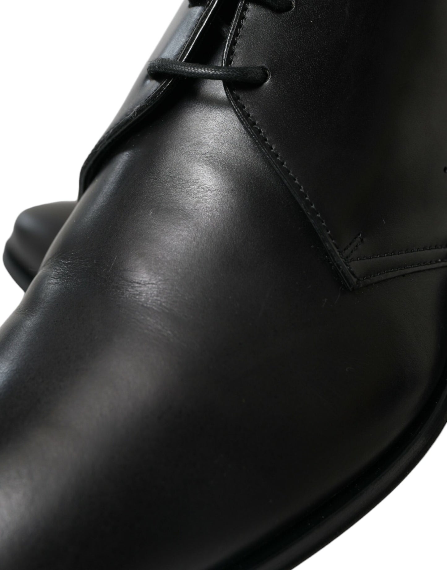 Dolce & Gabbana Elegant Black Leather Derby Dress Shoes