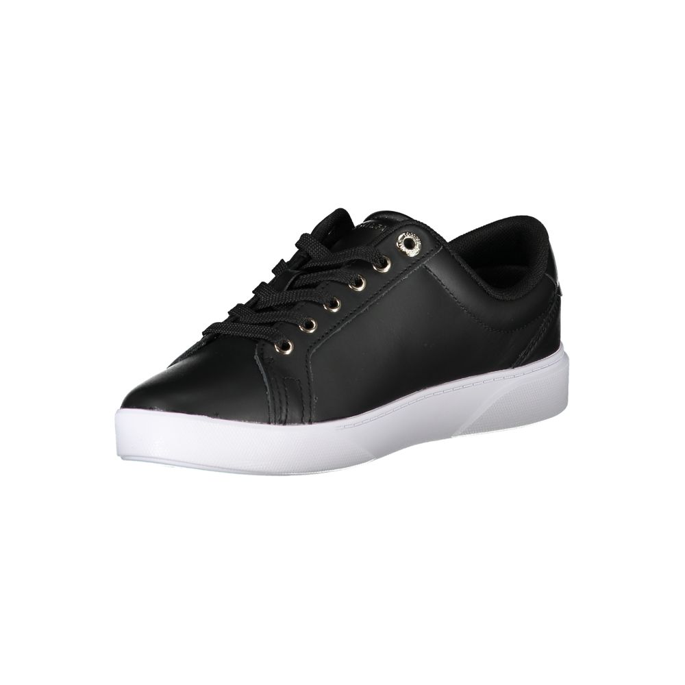 Tommy Hilfiger Black Leather Women Sneaker