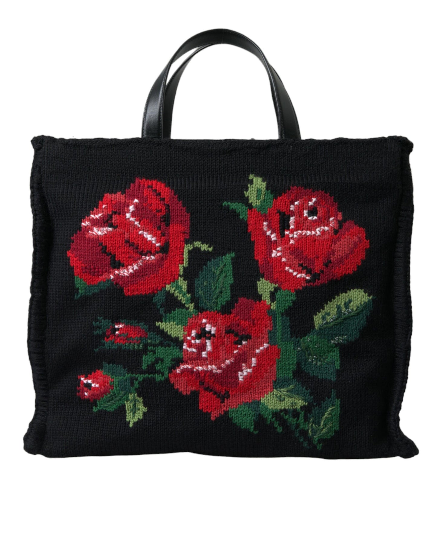 Dolce & Gabbana Chic Embroidered Floral Black Tote